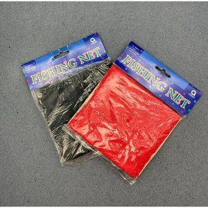 Fishing Net Lot Red Black 6 X 8 Feet Each Tiki Luau Nautical Coastal BTS